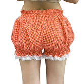 Red polka dot shorts with lace trim